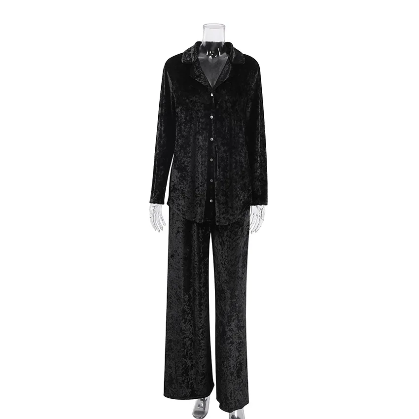 Winter Autumn Women's Sleepwear Set Velvet Pajamas Set 2 Pieces Set Homewear Sleepwear Nightgown Fashion Home Clothing