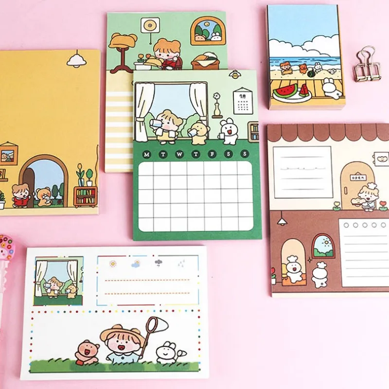 

1Pack Memo Pad Decoration Self Adhesive Student's cartoon note book Scrapbook Leaving a message 3size