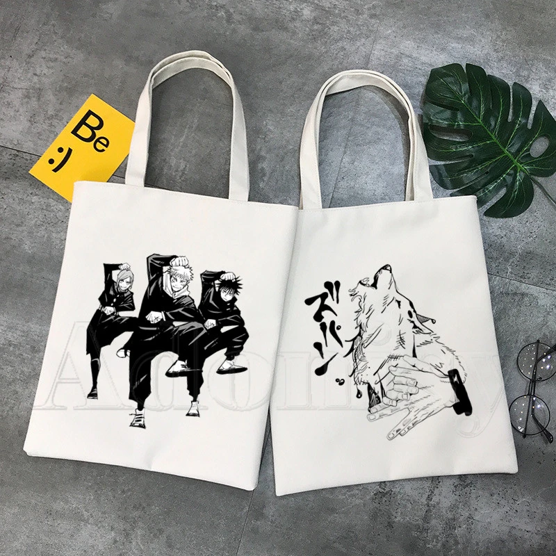 

Jujutsu Kaisen Yuji Itadori Gojo Satoru Shopping Bag Bolsas De Tela Grocery Shopper Shopping Cotton Bag Jute Sacola Reciclaje