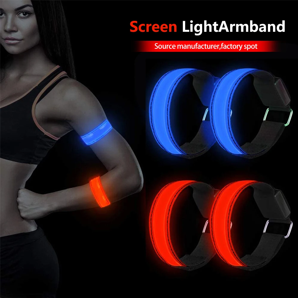Buy New USB Charging LED Luminous Night Running Armband Bracelet Safety Reflective Belt Outdoor Sports Arm Bands 8 Colors on