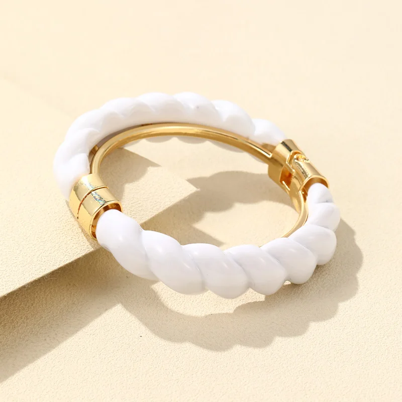 Trend Colorful Open Bracelet Adjustable Women Retro Charm Resin Bangle Bracelet Banquet Jewelry Hand Banquet Accessories