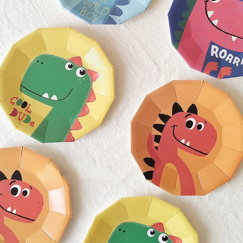 

Cute Cartoon Dinosaur Decor Disposable Tableware Dessert Cake Paper Plate Children's Party Supplies Decorations