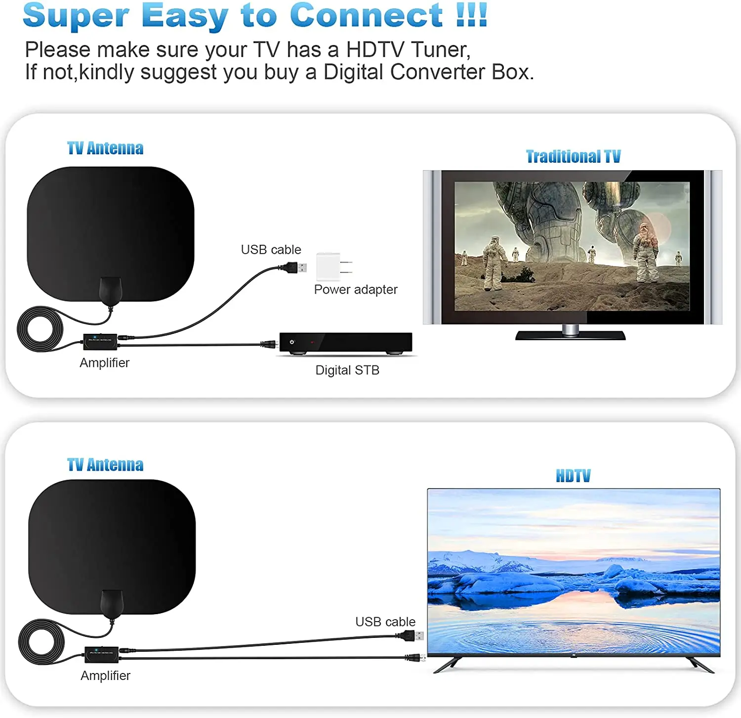 Комнатная цифровая ТВ-антенна MAYTO HD DVB-T2 с регулятором переключения усилитель