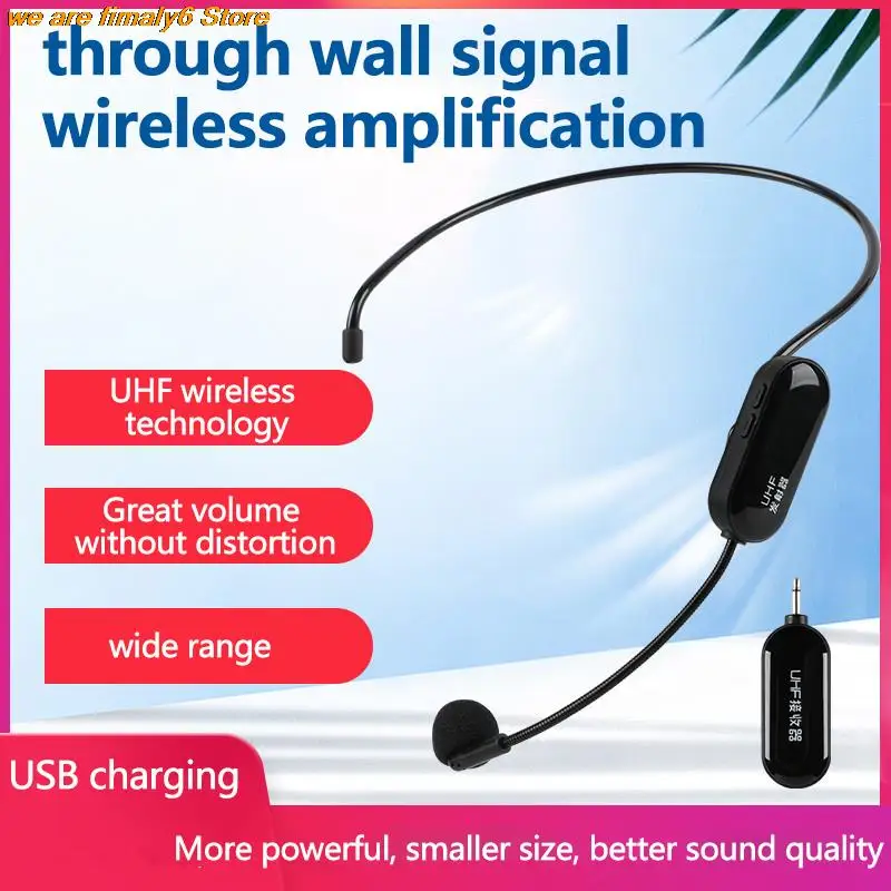 

Wireless Microphone Headset UHF Wireless Mic Headset and Handheld 2 in1 for Voice Amplifier Stage Speakers Teaching Tour Guide