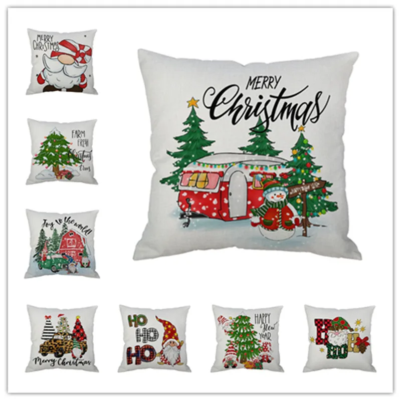 

Christmas pillow cover new linen cotton pillow holiday Santa Claus pillow sofa cushion cover wholesale pillow 40x40