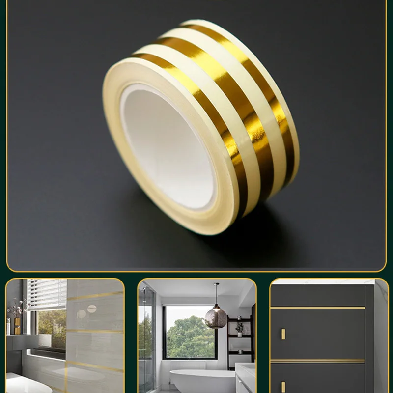 

5M Golden Lines Self Adhesive Tile Stickers Waterproof Wall Gap Sealing Tape Strip Floor Tile Beauty Seam Sticker Home Decor