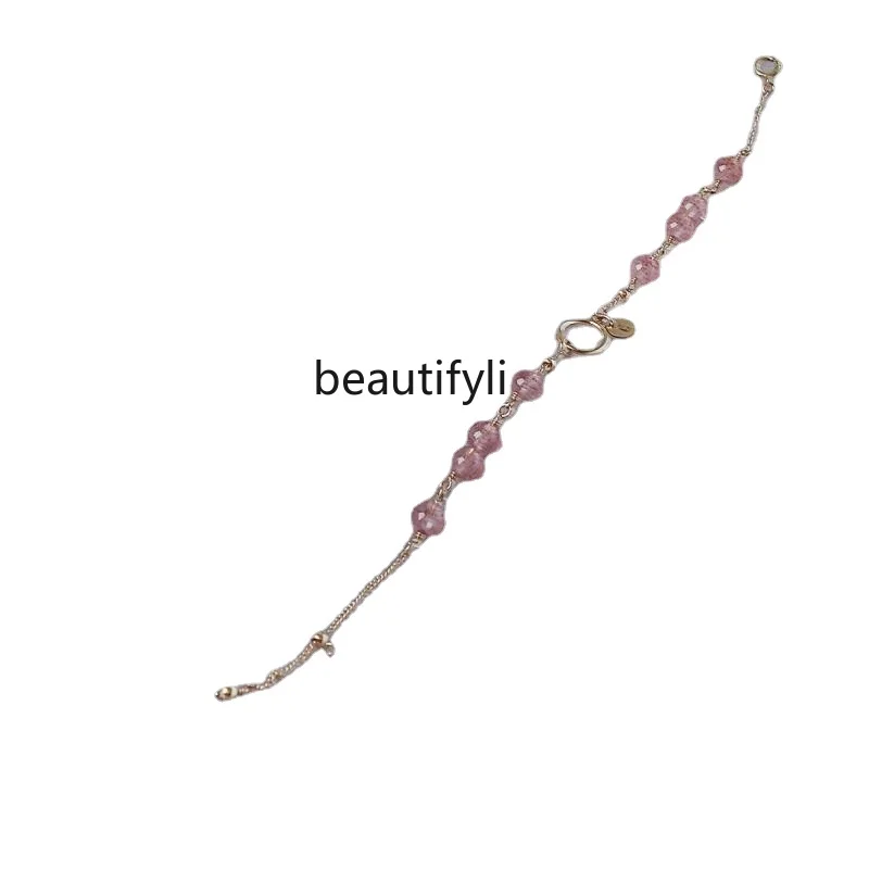 

yj Zhaozheng Peach Blossom Exquisite 14K Gilded Bracelet Strawberry Crystal Pink Colorfast Gift for Women