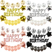 27pcsset happy birthday letter balloons rose gold silver foil alphabet star heart ballon for girl boy birthday party decoration
