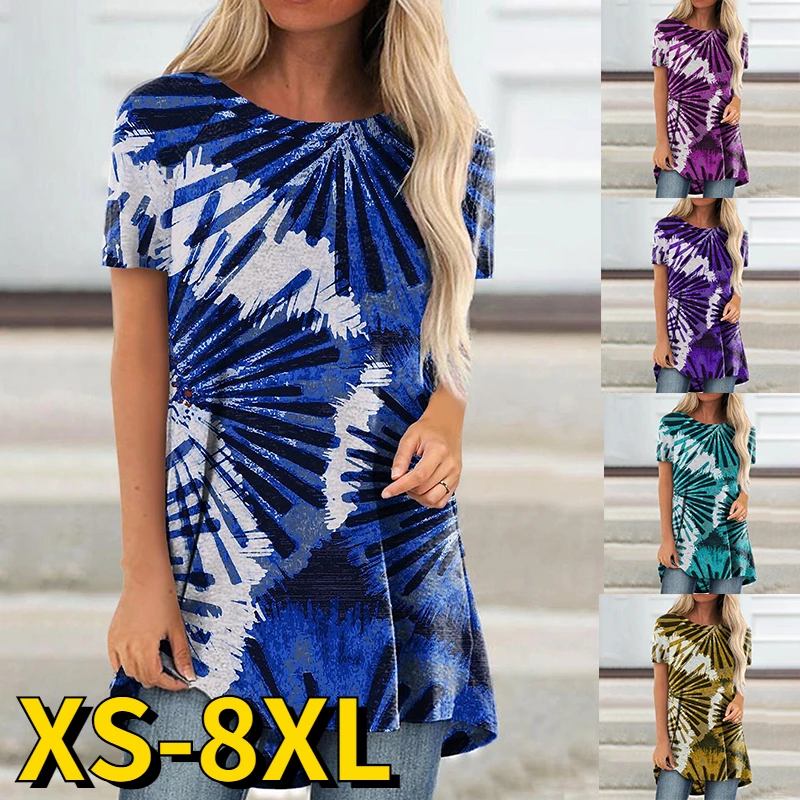 

Женская футболка с коротким рукавом, круглым вырезом и абстрактным принтом