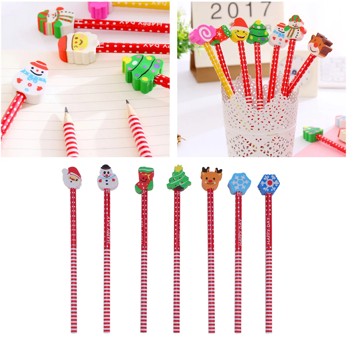 

Christmaskidserasers Fillerspartystocking Bulk Giftschool Santa Supplies Classroom Stationery Office Favor Snowman Claus Wood
