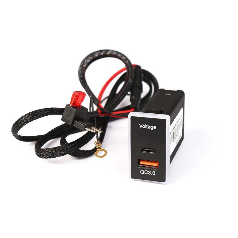 

12 В быстрая двухпортовая зарядка USB QC3.0 Type-C PD интерфейсная розетка быстрое автомобильное зарядное устройство для Toyota Corolla Camry LC80 LC95