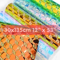 textured pattern translucent pvc fabric iridescent holographic laser rainbow shiny vinyl diy bow earring making craft bag sheets