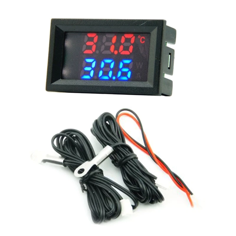 4V-28V Small Dual Display LED Digital Temperature Controller Sensor Thermometer Tester Voltage Gauge TemperaturMeter - купить по