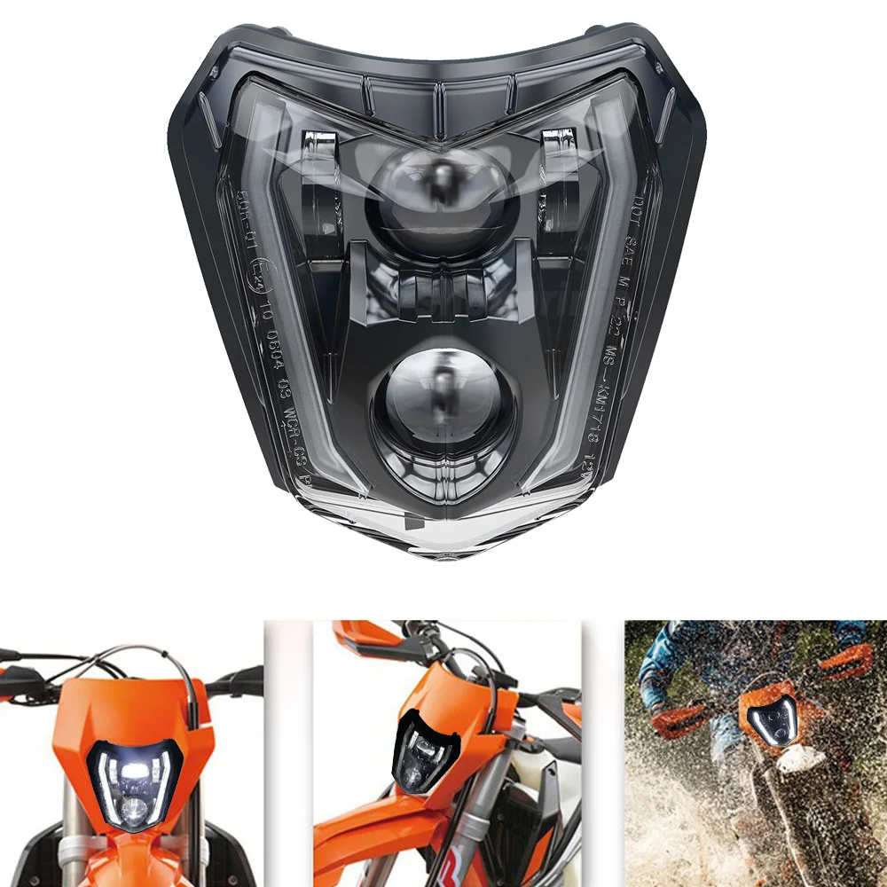 

Motorcycle LED Headlight Hi/Lo Beam DRL Light Motocross Enduro Dual Sport Dirt Bike Headlamp For KTM 300 450 EXC SXF XC XCF SMR
