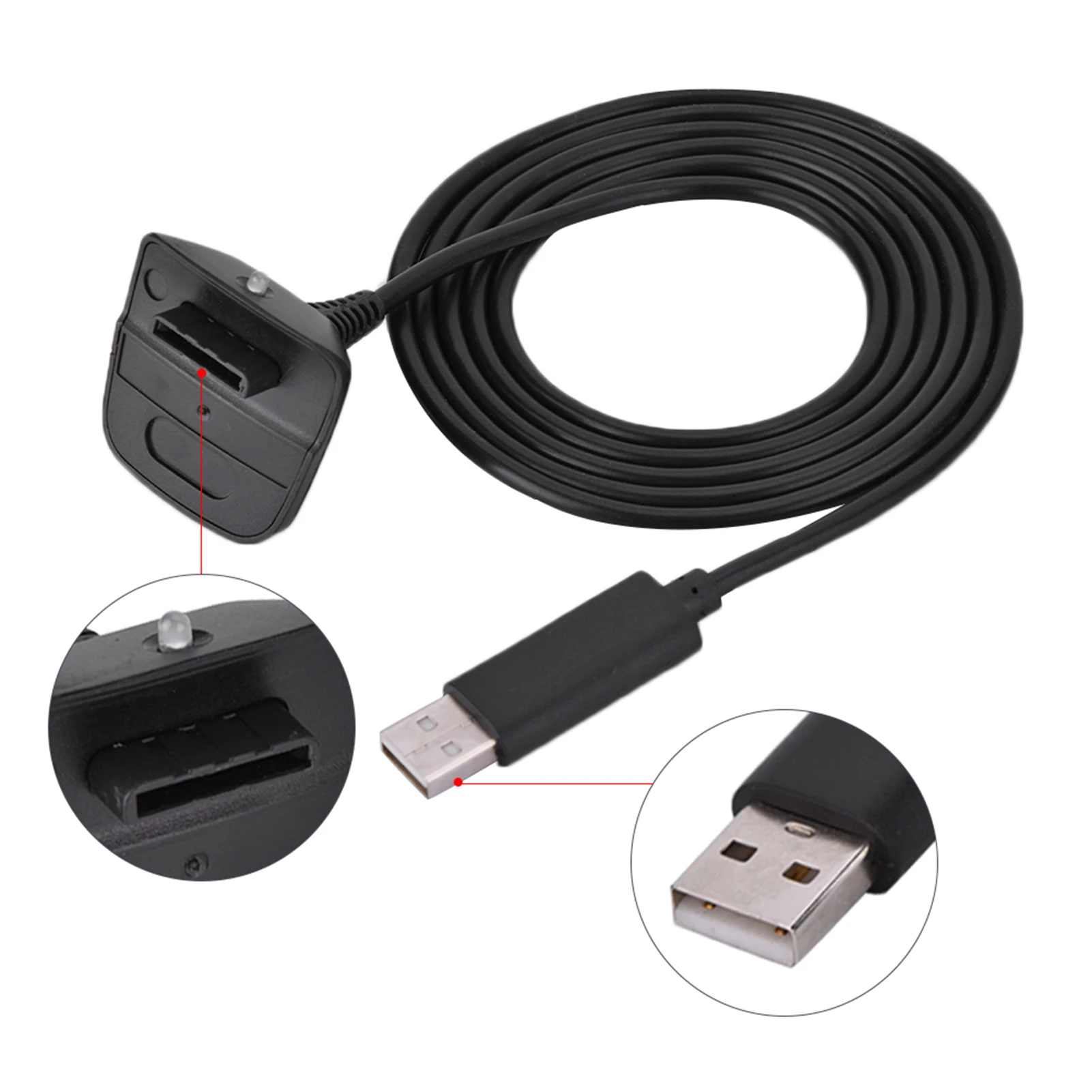 Фото Беспроводной контроллер для Microsoft Xbox 360, зарядное устройство USB, кабель для быстрой зарядки, шнур Usb, зарядный кабель для Xbox 360, игры №3