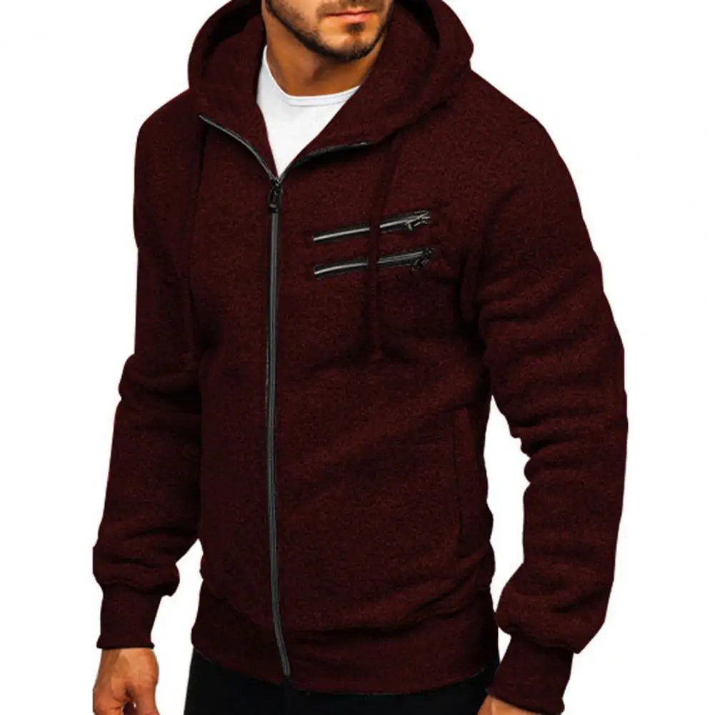 

Men Warm Coat Hooded Pockets Drawstring Jacket for Drawstring Jacket