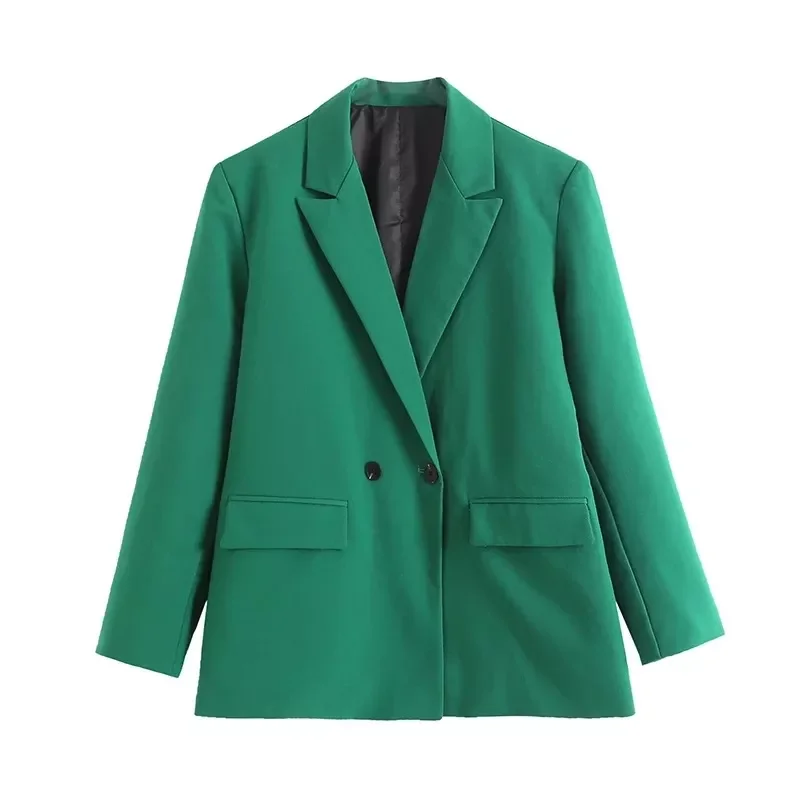 

Women's suit coatWomen Fashion Double Breasted Loose Fitting Blazer Coat Vintage Long Sleeve Pockets Female Outerwear Chic Tops