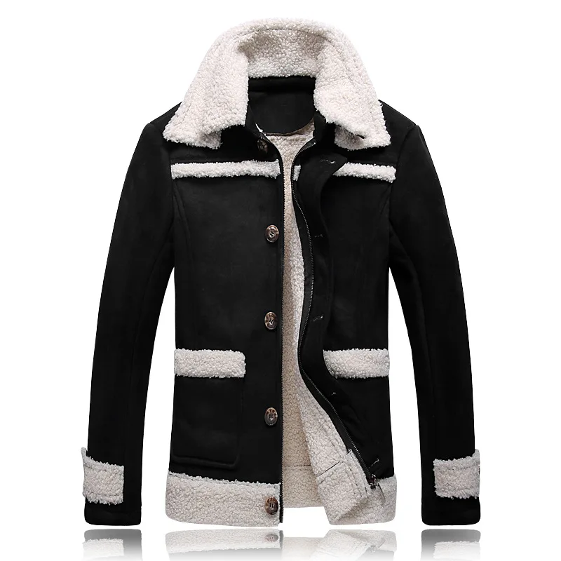 Men's Jacket Fur Coat Suede Lapel Winter Warmth Zipper Outerwear Overcoat Fashion Male Cardigan Tops Large Size Chaquetas Hombre