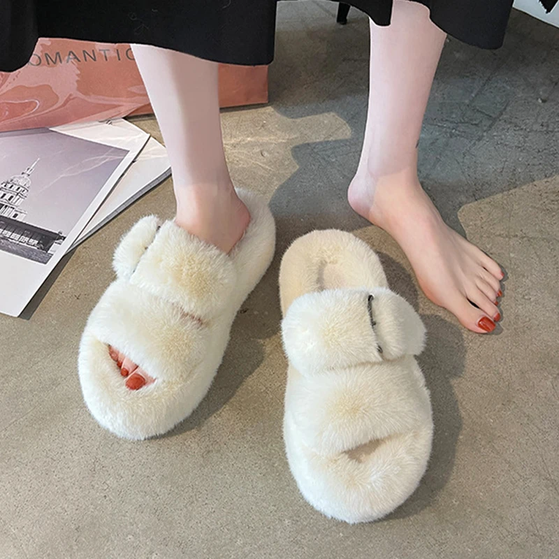 

2022 зимние модные мягкие теплые удобные меховые тапочки на плоской подошве брендовые дизайнерские слипоны Лоферы мюли шлепанцы повседневны...