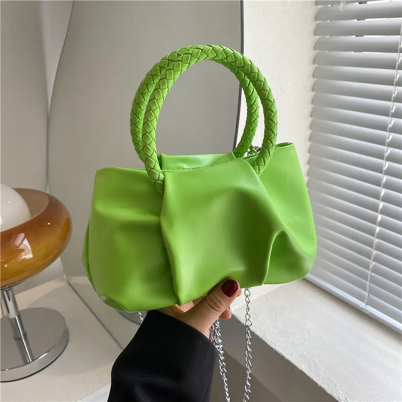 

Pleated Cloud Bag Female 2022 NewTrend Fashion Chain Handbag Candy Color Simple Crossbody Small Square Bag