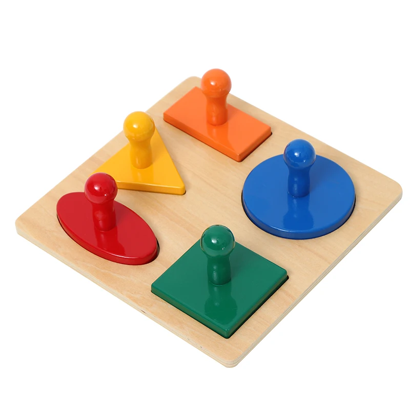 

Montessori wood educational toy geometric board 5 shape Puzzle