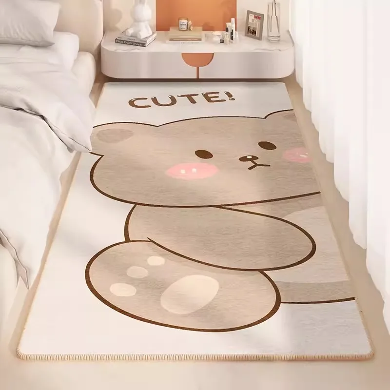 

Cartoon Cute Bear Bedside Carpet Bedroom Girl Floor Mat Antifouling Net Red Lovely Living Room Windowsill Mat Tapis