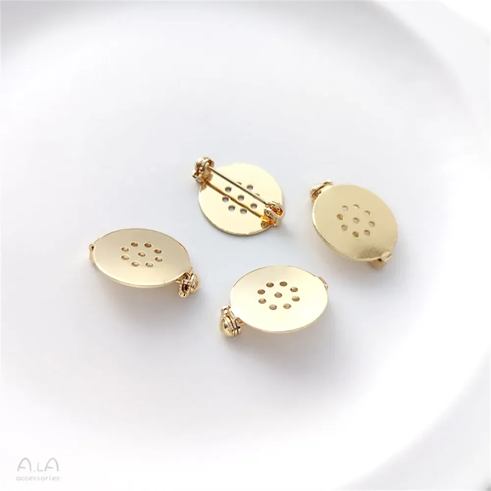 14-каратное золото брошь в виде диска с 9 отверстиями защитной пряжкой ручной