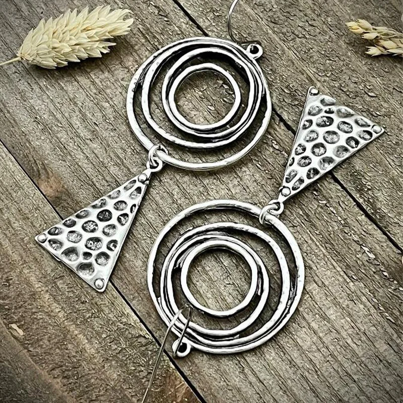 

AFRICAN COIL EARRINGS Spiral Triangle Earrings for Women Hammered Minimal Boho Viking Ear Wires Handcrafted Geometric Accessorie