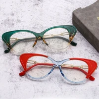 retro stitching color metal cat eye anti blue light optical glasses frames women fashion computer eyeglasses