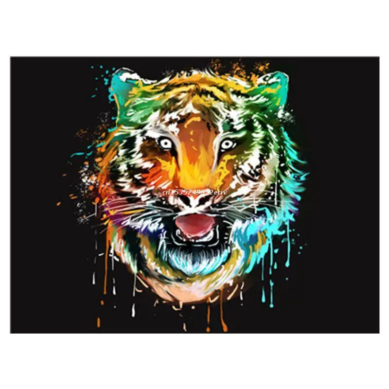 

Tiger Head Digital Oil Painting By Numbers Canvas Wall Picture DIY Hand Painted Dropship