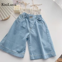 rinilucia baby girls jeans casual baby loose denim trousers solid denim pants summer childrens trousers kids childrens jeans