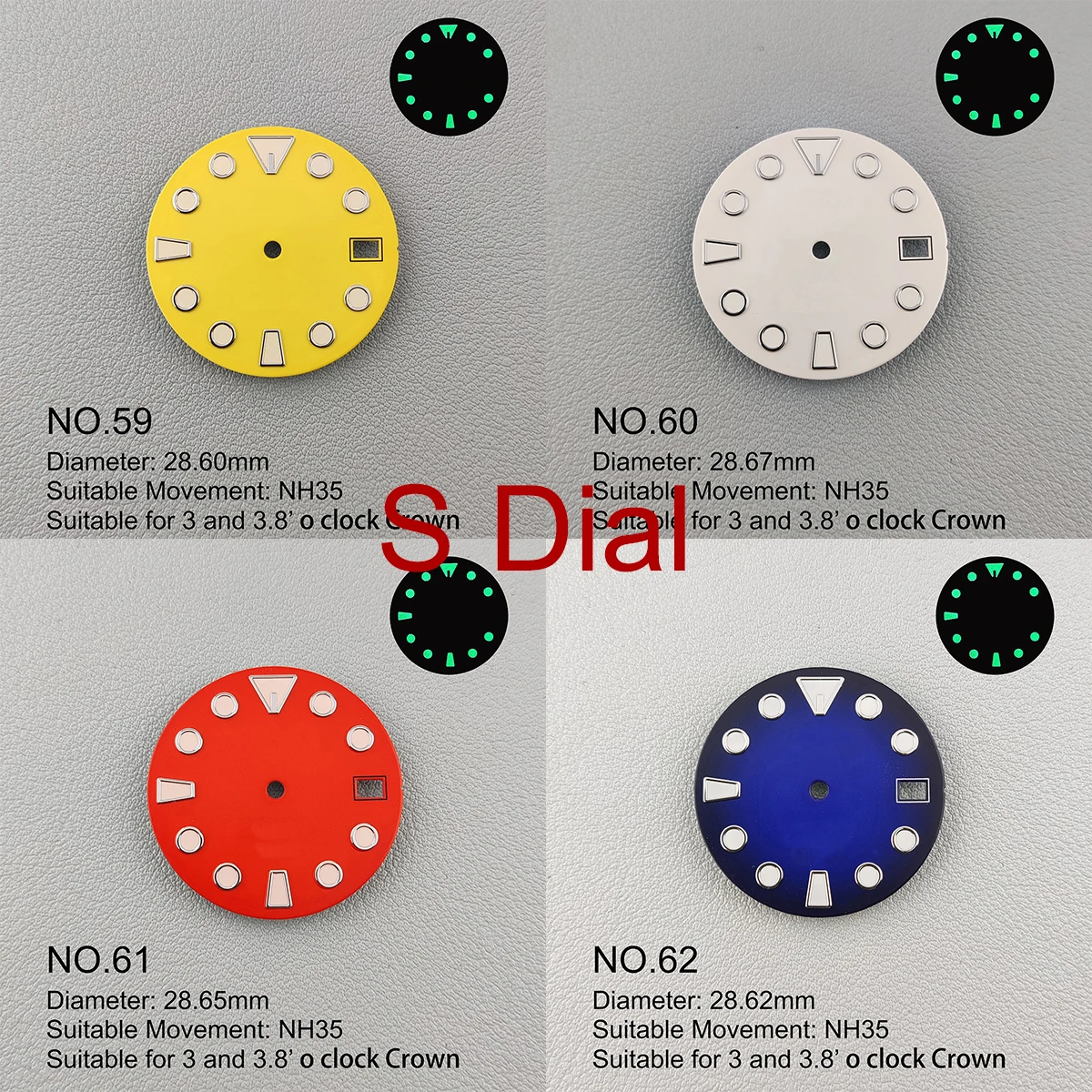 

NH35 Watch Parts 28.5mm/29mm Strong Green Luminous C3 Watch Mod Dial For NH35/Nh36 Seiko Movement With S Logo Watch Accessories