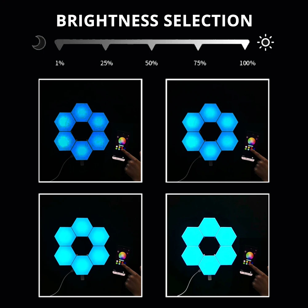 Светодиодный шестигранный настенный RGB-светильник с Bluetooth лампа дистанционным