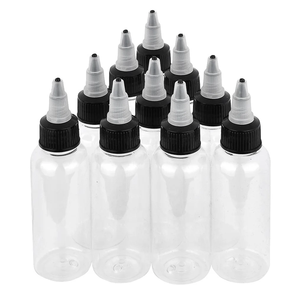 

Pigment Bottle Lightweight Waterproof Empty Ink Bottles with Cap for Lotion Shampoo Ink Pigment Conditioner10pcs 60ml