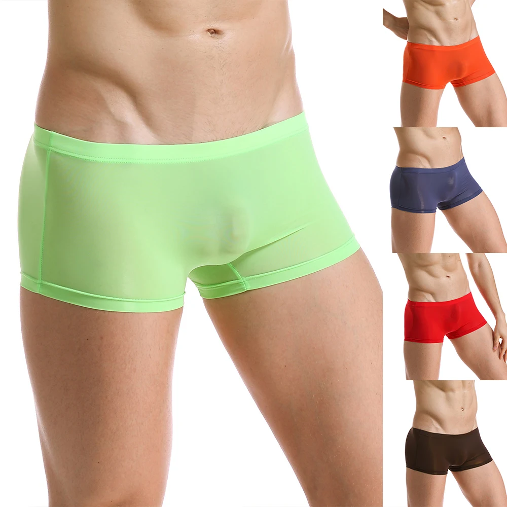 

Shorts Men Ice Silk Briefs Sexy Underwear Transparent Super Thin Low-rise Soft Breathable Low Waist High Quality Underpants