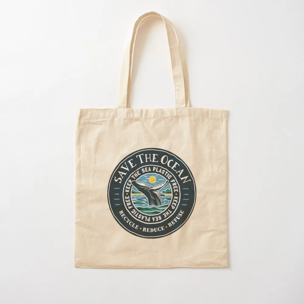 Save The Ocean - Keep the Sea Free Plastic Humpback Whale Tote Bag милая сумка-тоут тканевая сумка холщовая