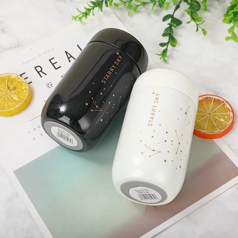 Insulated Thermos Cup Sport Watter Bottle Starry Sky Mini Capacity Leakproof Drink Coffee Mug Stainless Steel Vacuum Flask
