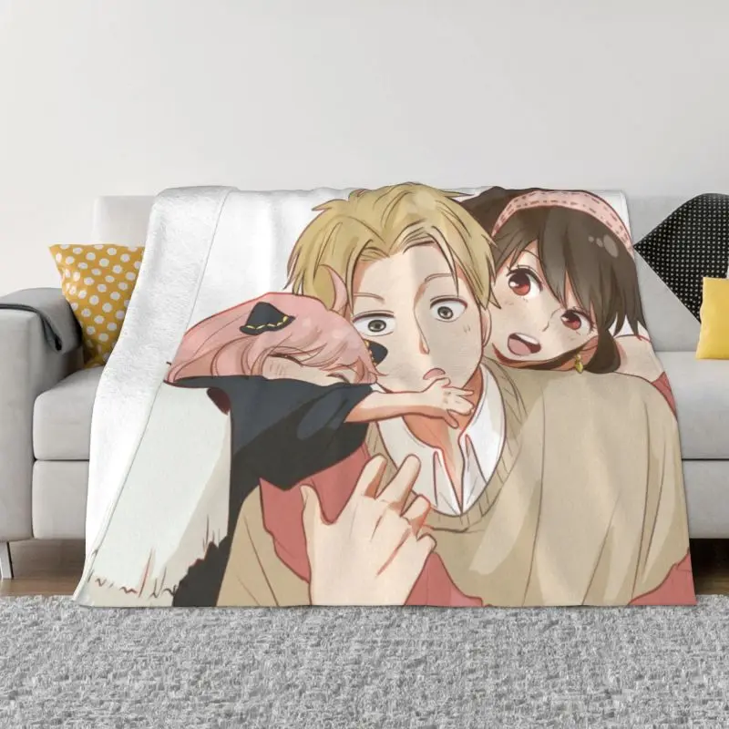 

Sofa Fleece Spy X Family Anime Throw Blanket Warm Flannel Anya Loid Yor Forger Blankets for Bed Travel Sofa Bedspreads