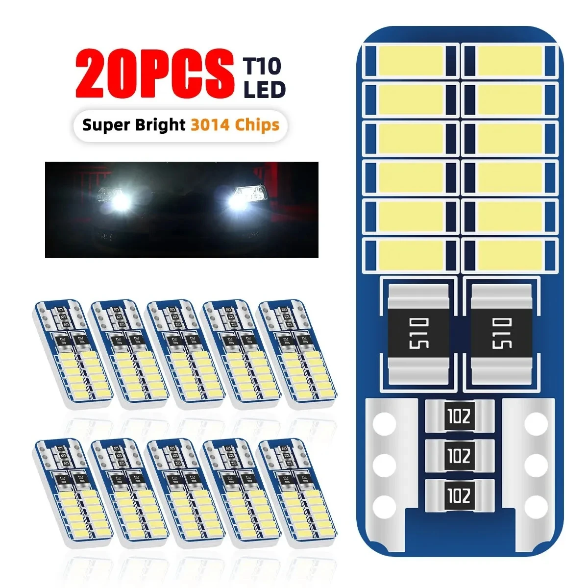 

20 шт. T10 W5W светодиодный Canbus 3014 24SMD без ошибок 194 168 T10 светодиодный салон автомобиля приборная лампа 12 В универсальный белый 6000 К