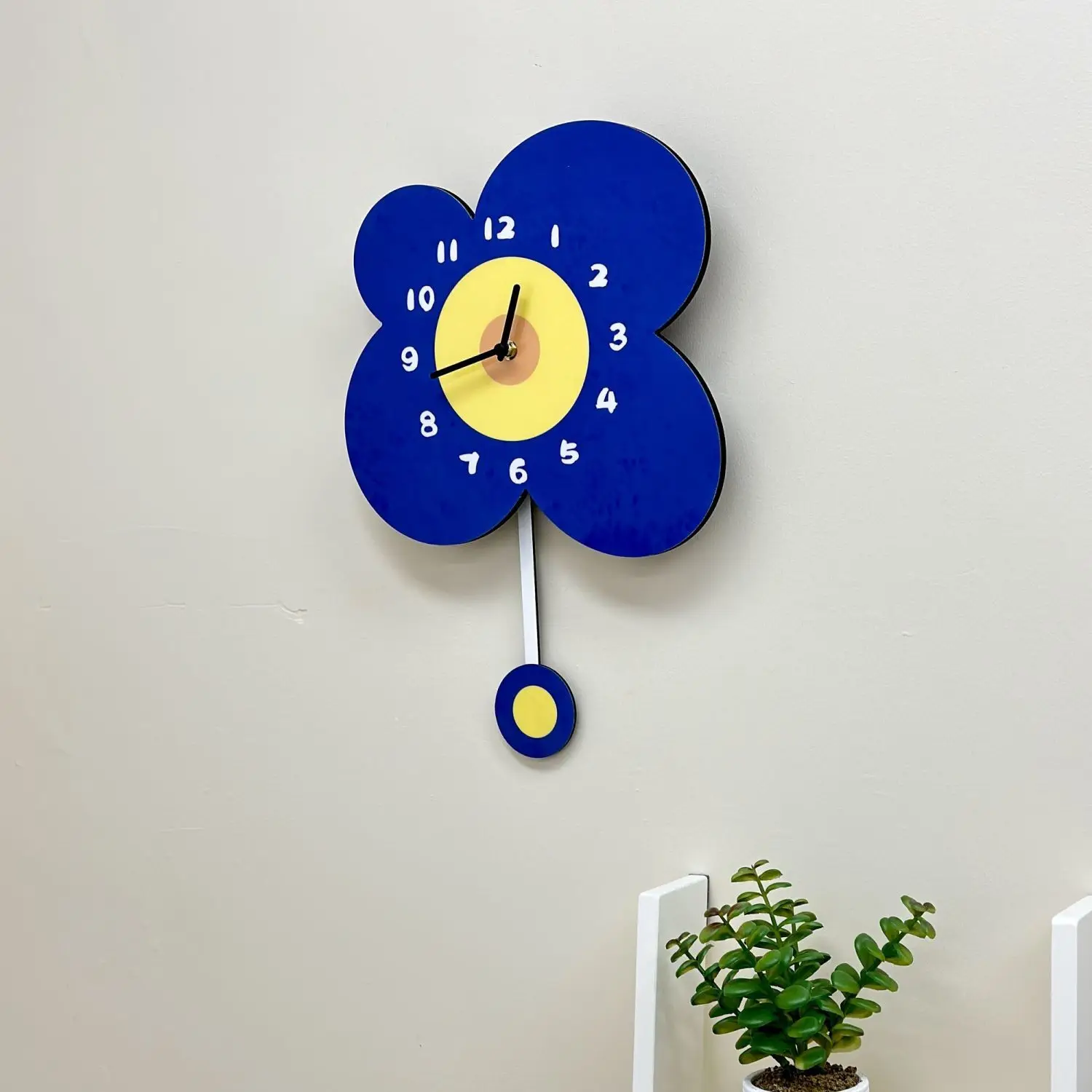 Настенные часы с синими цветами креативные декоративные бесшумные подвеской из