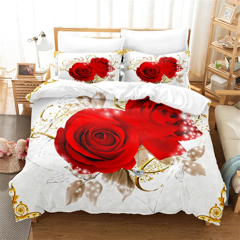 

Flowers, Roses Bedding Set Duvet Cover Set 3d Bedding Digital Printing Bed Linen Queen Size Bedding Set Fashion Design