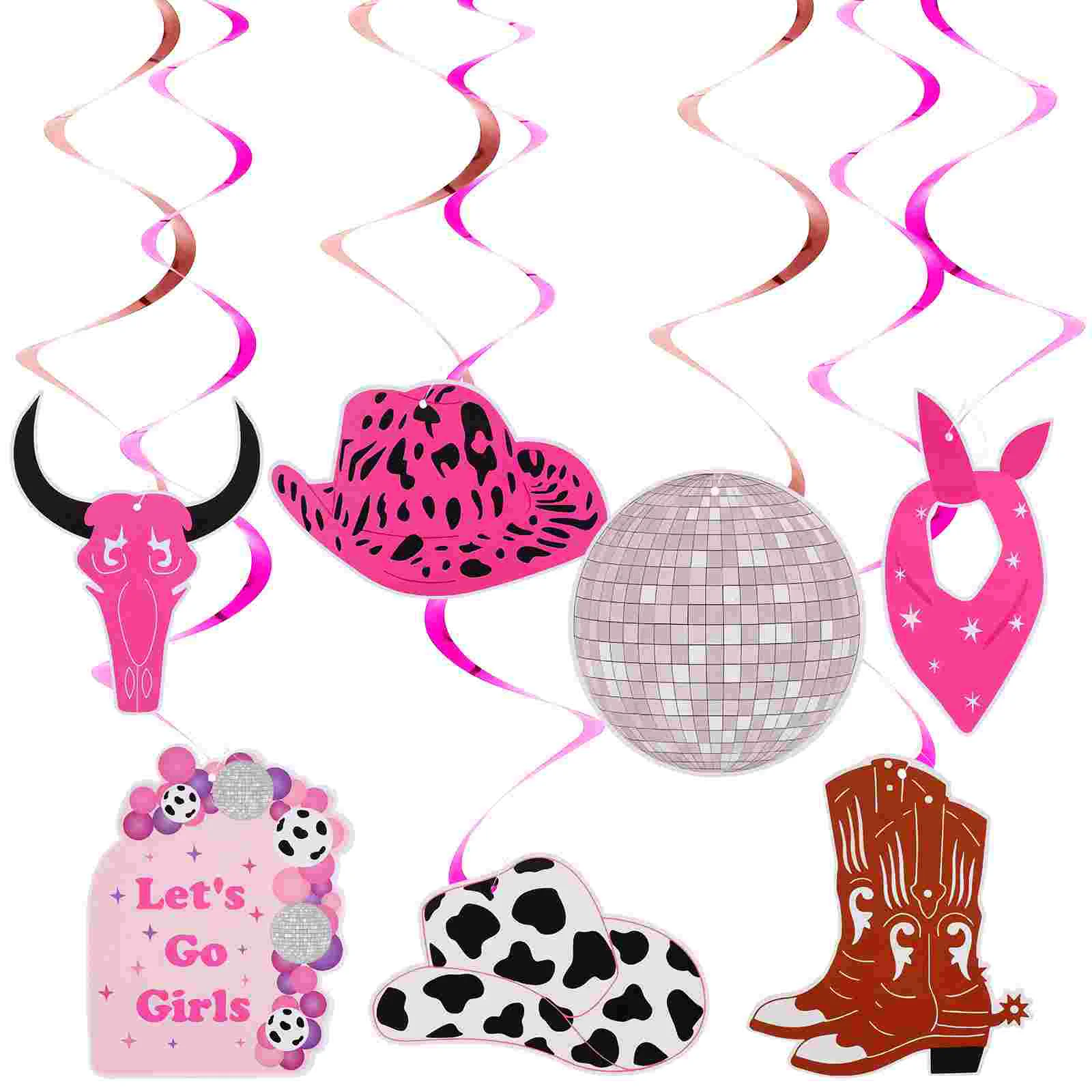 

Cowgirl Party Supplies Festival Hanging Swirl Pink Decor Props Hen Decoration Decorations Birthday Paper Ceiling