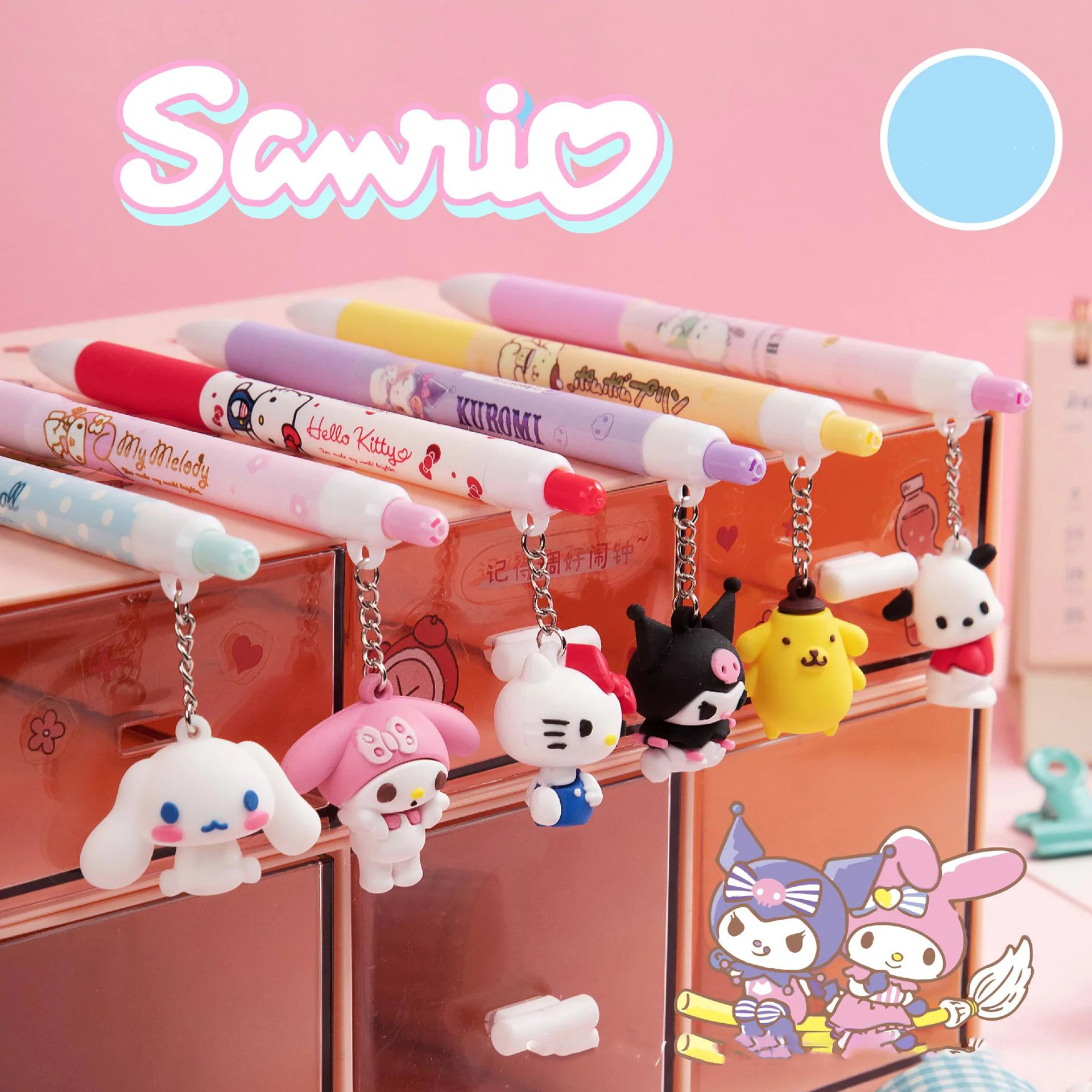 

Kawaii My Melody Hello Kittys Cinnamoroll Kuromi Sanrioed Limited Edition Cartoon Black 0.5Mm Press Gel Pen Student Stationery