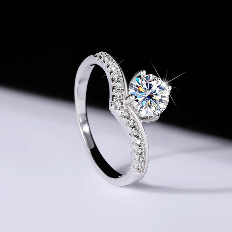Pure Silver Platinum Plated Moissanite Diamond Pen Princess Crown Genuine Diamond Ring Imitation Diamond Proposal Wedding Ring