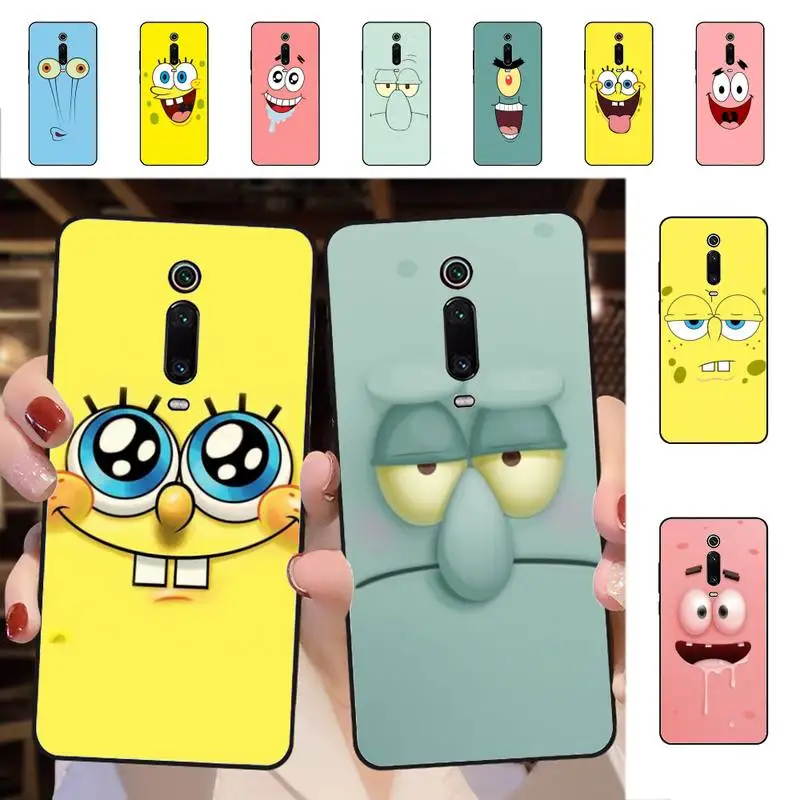 

BANDAI SpongeBob Face Phone Case for Redmi 5 6 7 8 9 A 5plus K20 4X S2 GO 6 K30 pro