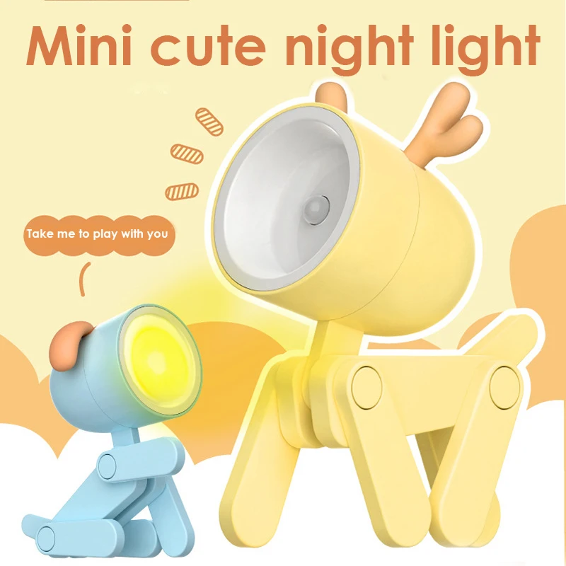 

LED Night Light Mini Cute Pet Light Ins Student Gift Cartoon Pet Folding Table Lamp Kids Room Bedside Bedroom Living Room Decor