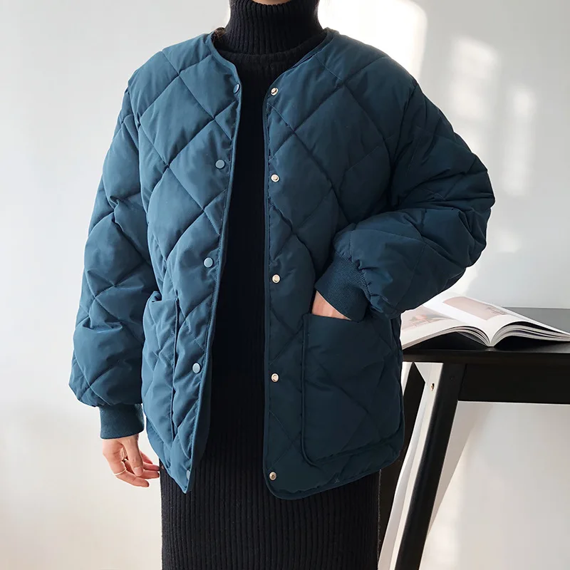 Women's White Duck Down Coats Solid Casual Commuter Cotton Coat Single Breasted Long-sleeved Jackets 2022 Winter Fashion Outwear