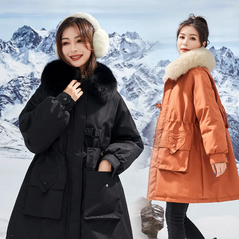 Pregnant Woman Down Jacket Winter Coats Widened Enlarged Parka Large Medium Long Fox Fur Collar Eco-friendly Coat Snow Clothing