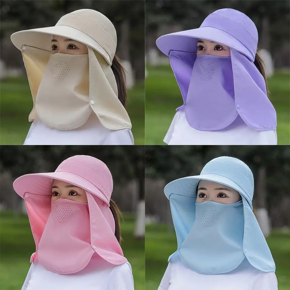 

Female Breathable Wide Brim Cap Anti-ultraviolet Face Cover Sunhat Summer Hat Sun Hat