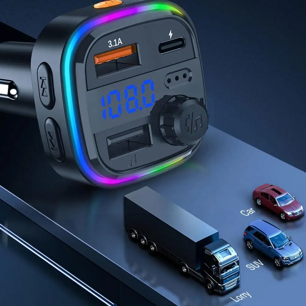 

Car Bluetooth 5.0 FM Transmitter Audio Adapter USB Car MP3 Speaker Fast Handsfree Wireless Charger 3.1A Kit Player Y4J2